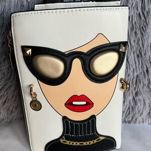 Trendy White and Black Designer Crossbody Bag